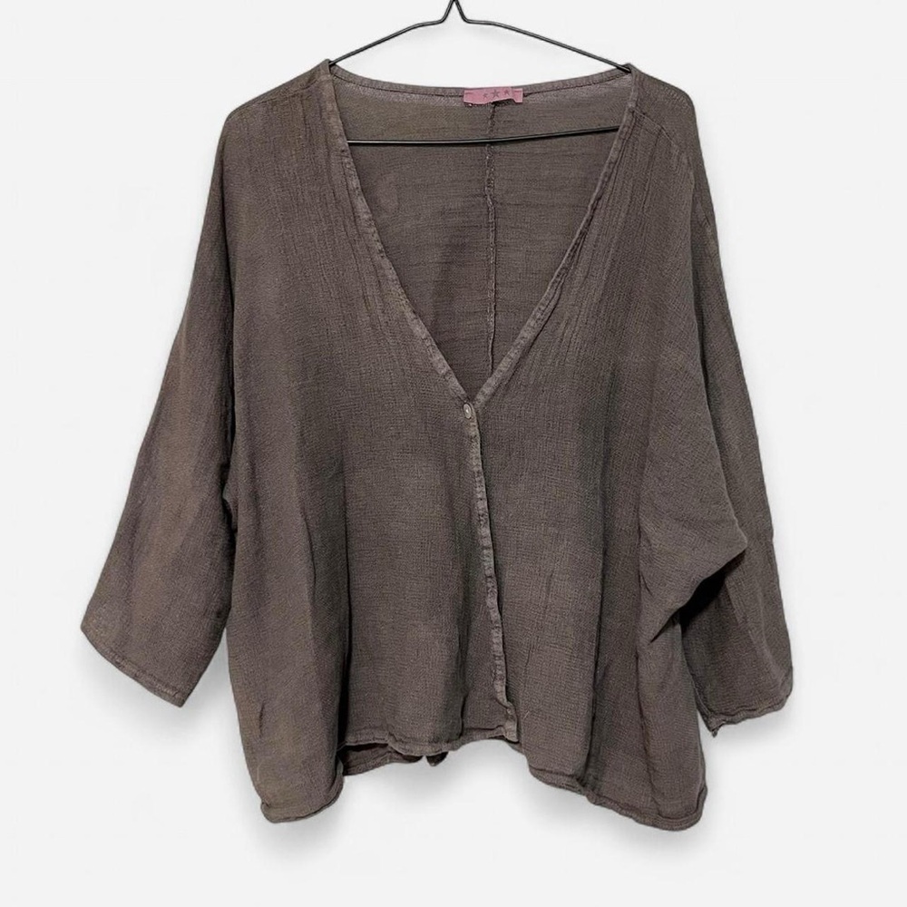 Vintage 90s Linen Gauze Shirt / Cardigan | Made In Italy